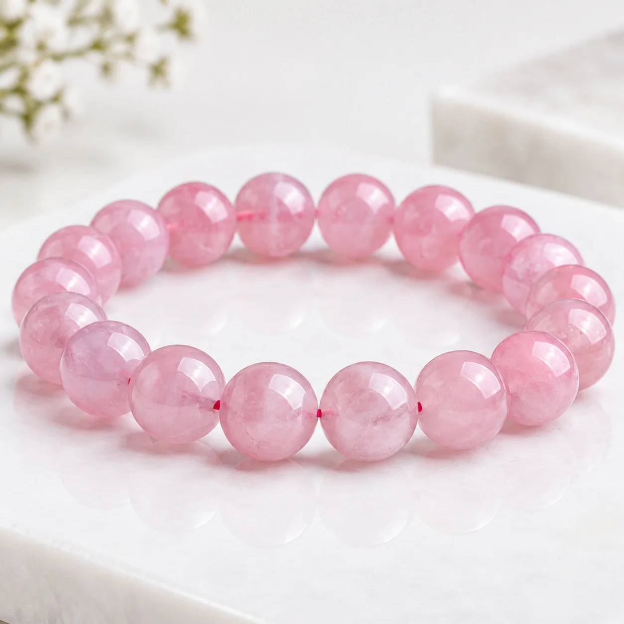 Beaded Bracelet Natural Rose Quartz Round Beads Unisex Employee Gift Ethnic/Chinese Style Fashion Element