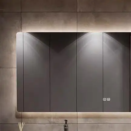 Wall Mounted Ceramic Basin Wooden Bathroom Cabinet with LED Mirror Vanity Sink for Home Hotel