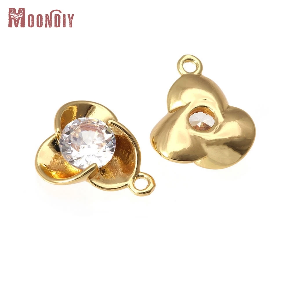 

6PCS 18K Gold Color Brass Zircon Flower Charms Pendants High Quality Diy Necklace Earrings Jewelry Accessories Making Supplies