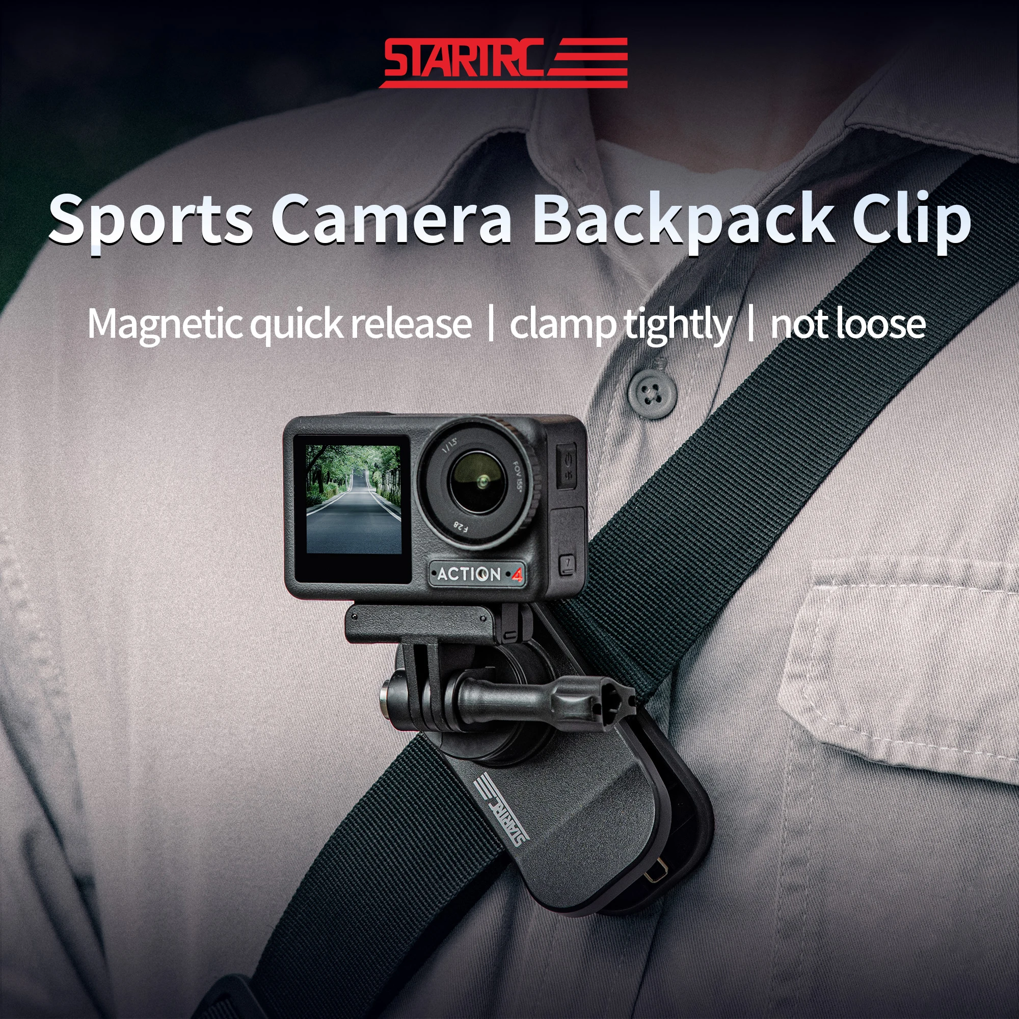 STARTRC مناسب لملحقات الكاميرا الرياضية ذات المشبك العالمي DJI Pocket3/Action5 للكاميرا الرياضية ذات التوسع المغناطيسي