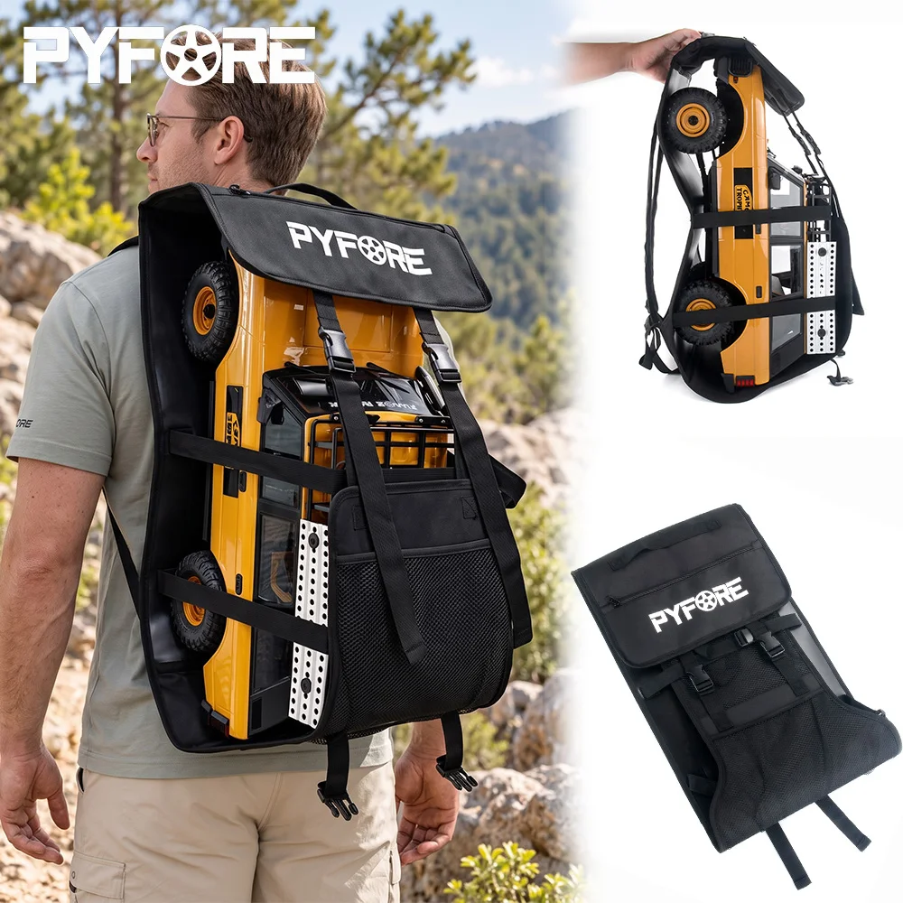 PYFORE RC Car Backpack for 1/7 & 1/8 & 1/10 Scale Rock Crawlers Outdoor Carry Bag with Tool & Battery Storage