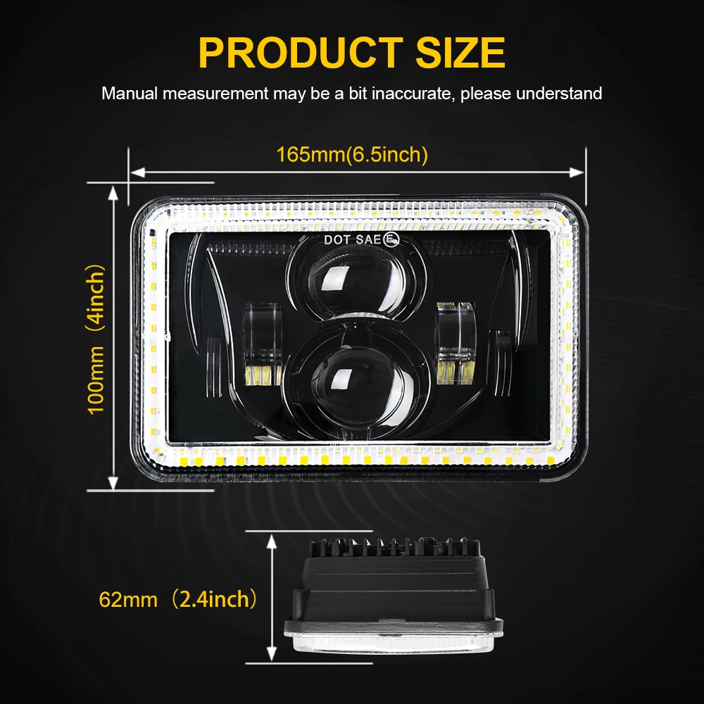 HAOLIDE 4x6 pouces rectangulaire phare LED lampe de signalisation blanc feux de jour pour Peterbilt Kenworth Freightliner 12V 24V