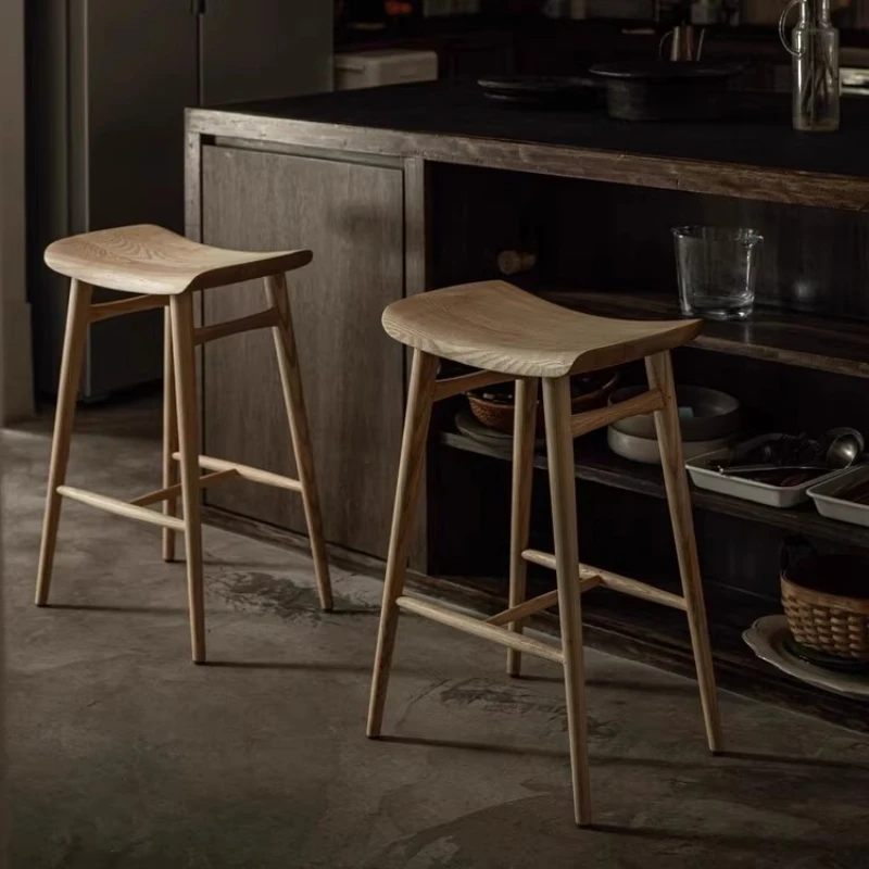 Solid Wood Bar Stools Island Dining Table Chair High Kitchen Stools Sillas Taburetes Altos De Cocina Sgabello Cucina Furniture