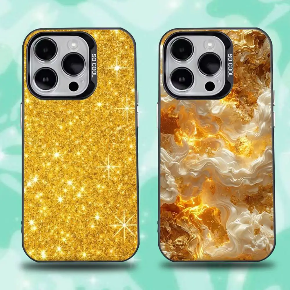 

Gold Glitter Bling Phone Case For iPhone 16,15,14,13,12,11,Mini,Pro,E,SE4,XS,MAX Black Candy Matte Cover