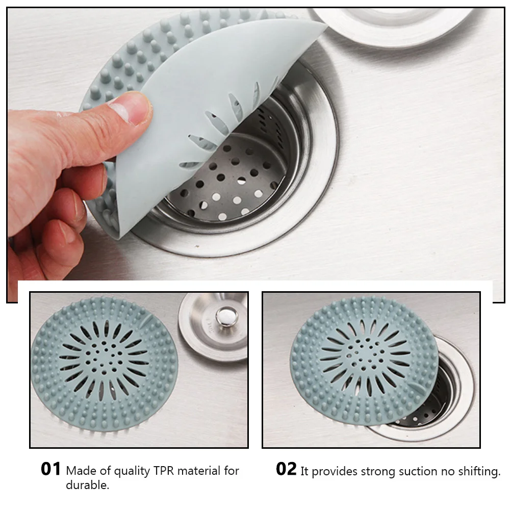 

4pcs Sink Drain Filter Tpr Material Strong Suction Hair Catcher For Kitchen Bathroom Laundry Sinks Drainage Stopper Odor Insect