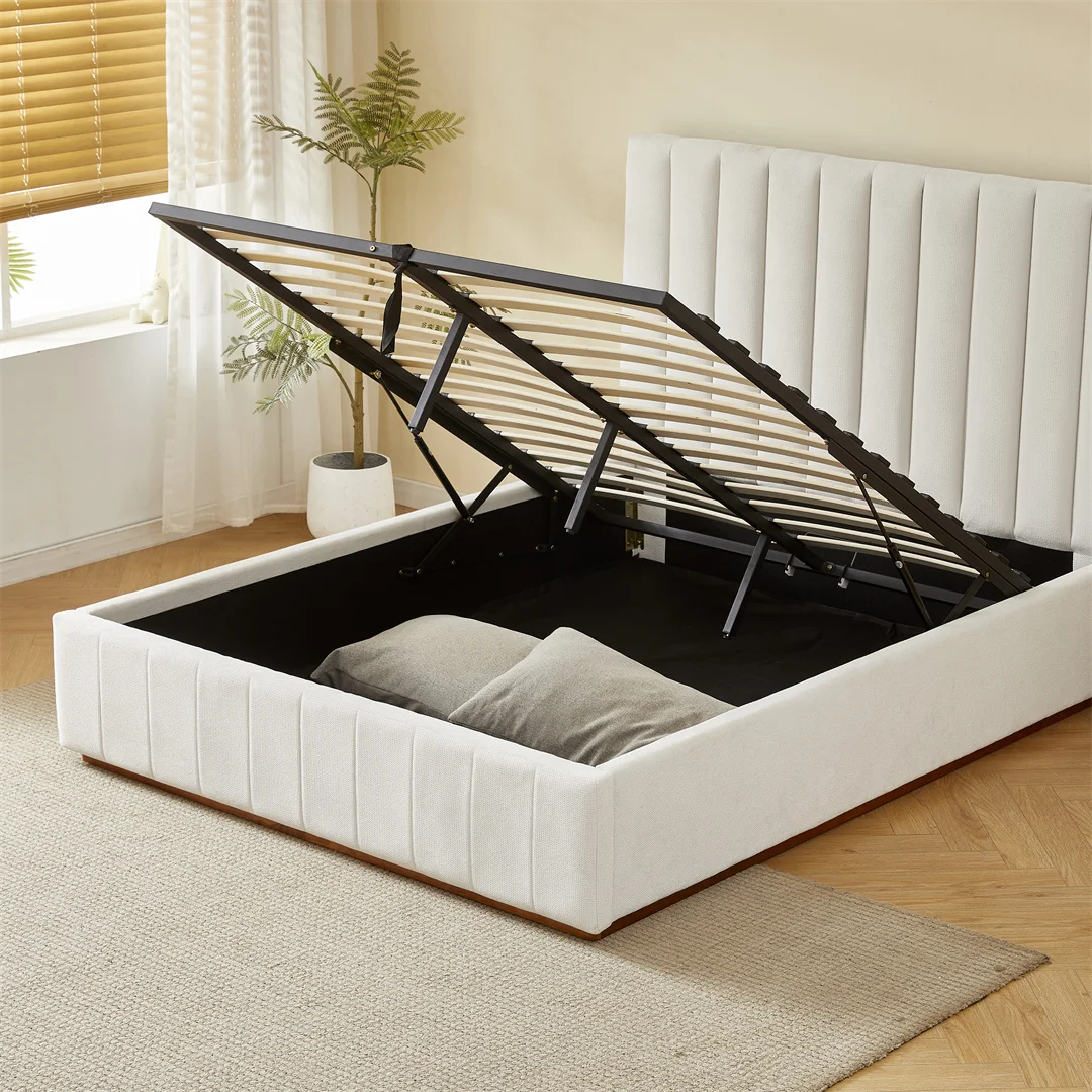 

Hot Selling Fabric Wing Large Bed Frame Storage Bedroom Set Hotel Bedroom Framepromote sales