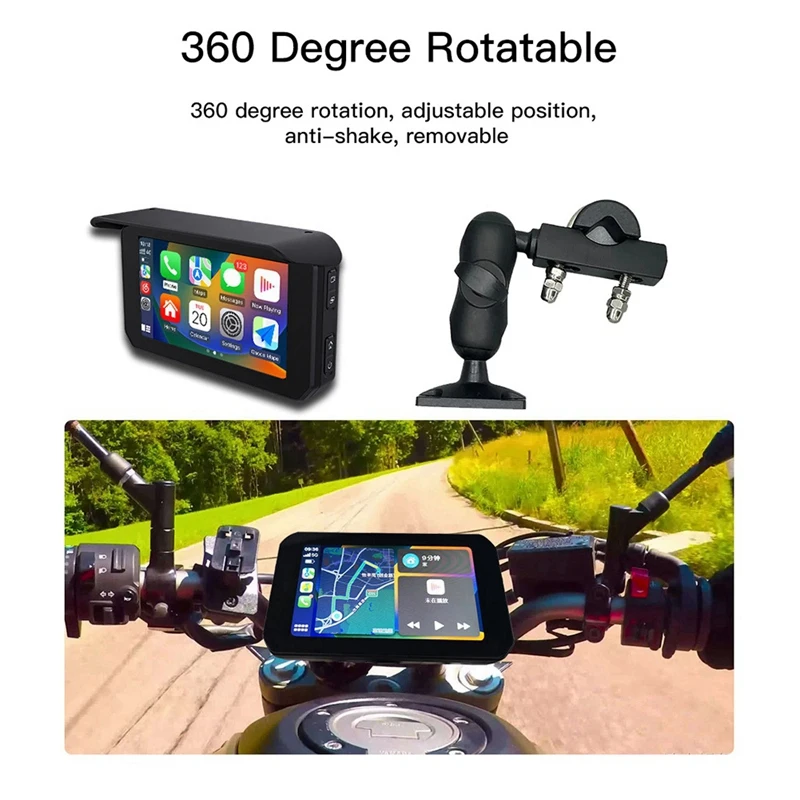 5 Inch Motorcycle Display Wireless Carplay Android Portable Navigation GPS Screen Dual Camera Tire Pressure Monitor Kits