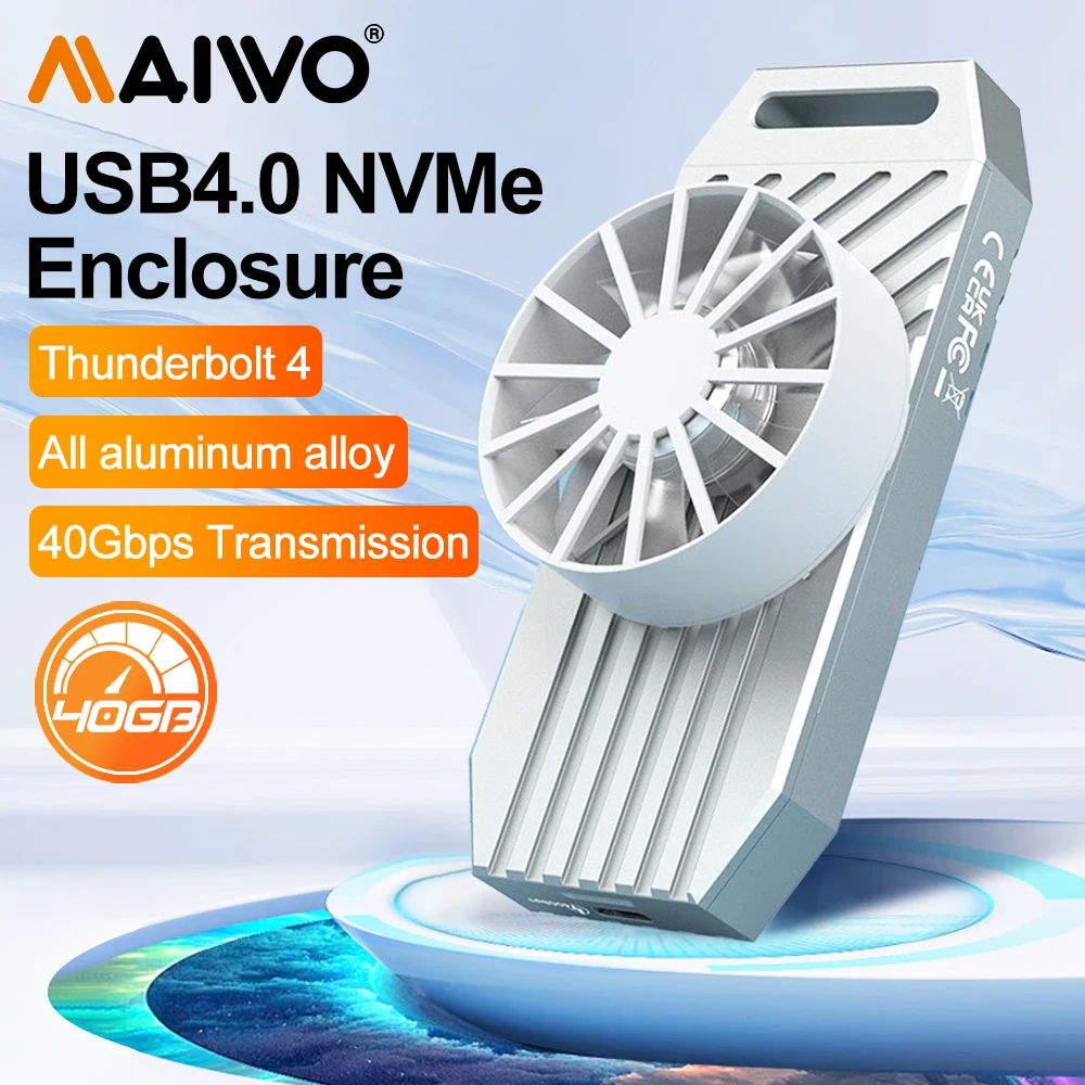 

Kwadratowa obudowa MAIWO USB4 NVMe M.2 SSD 40 Гбіт/с, алюмінієвий зовнішній корпус M2, сумісний із obudową SSD Thunderbolt 4 Type-C NVME M.2 для ПК