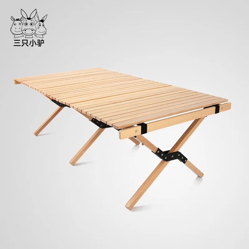 

Three Little Donkeys Outdoor Portable Folding Table Camping Egg Roll Table Self-driving Tour Solid Wood Picnic Househ.old Small