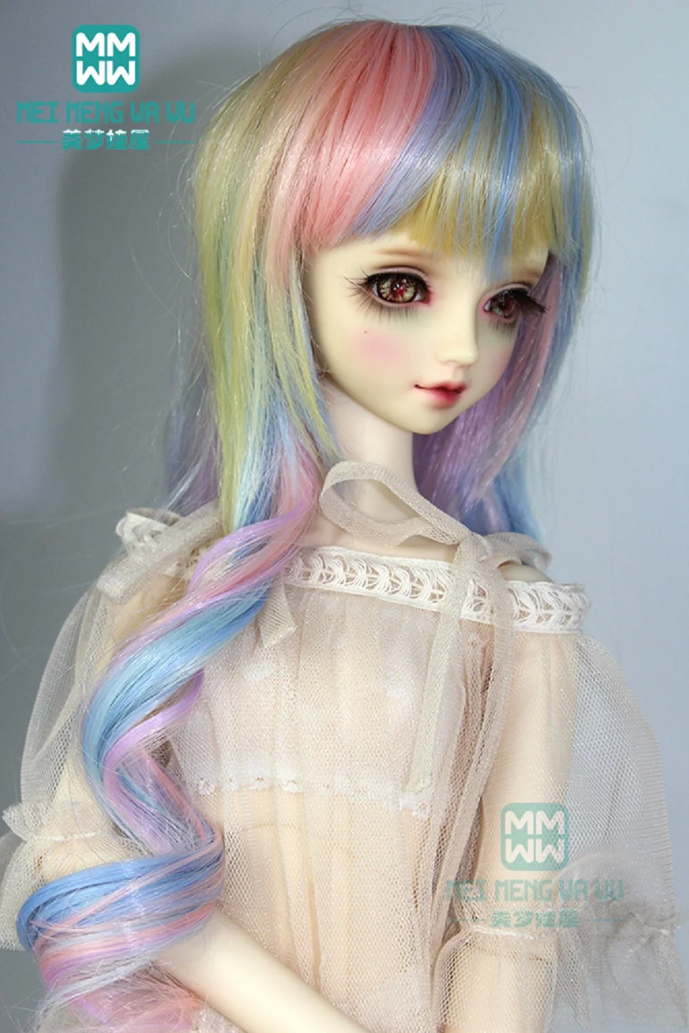 

fashion doll wigs for 1/3 1/4 1/6 BJD/SD doll hair dolls Accessories rainbow curls