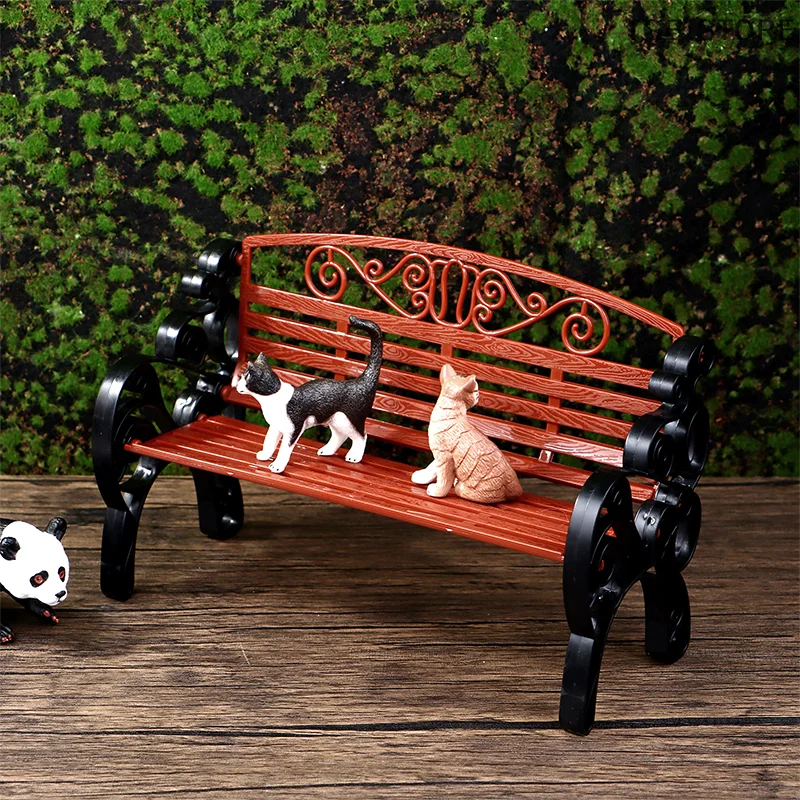 1:6 mini banco reclinável espreguiçadeira em miniatura parque cadeira dupla modelo decoração de jardim brinquedo casa de boneca acessórios