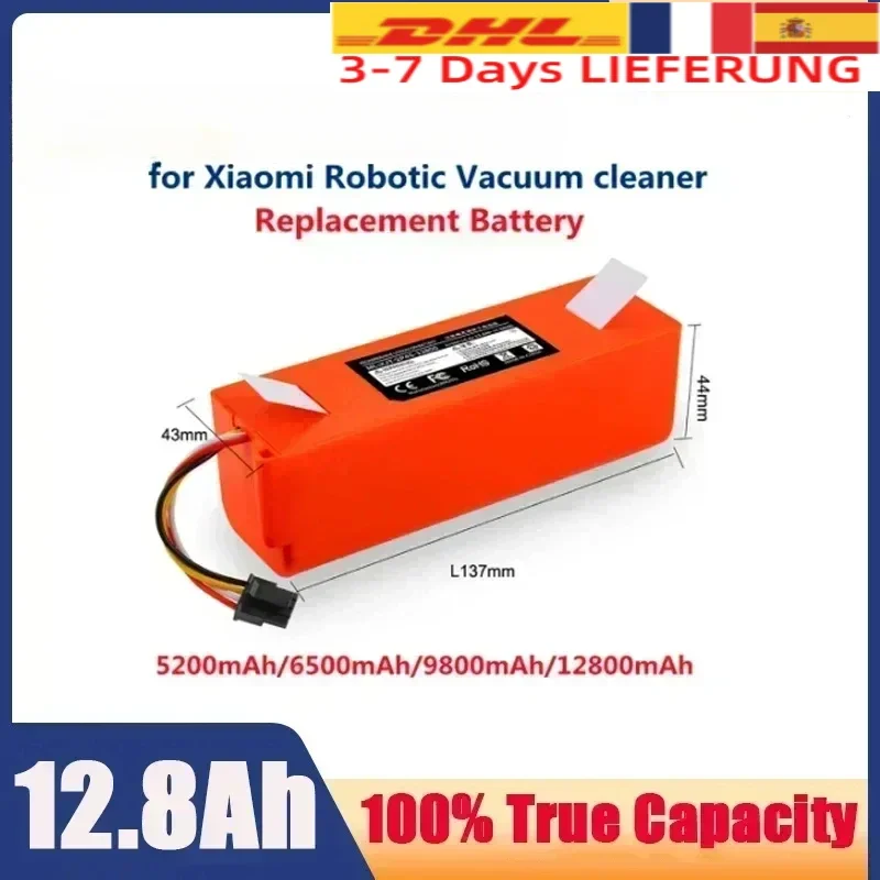 BRR-2P4S-5200S 14.4V 12800mAh Robotic Vacuum Cleaner Replacement Battery For Xiaomi Roborock S55 S60 S65 S50 S51 S5 MAX S6 Parts