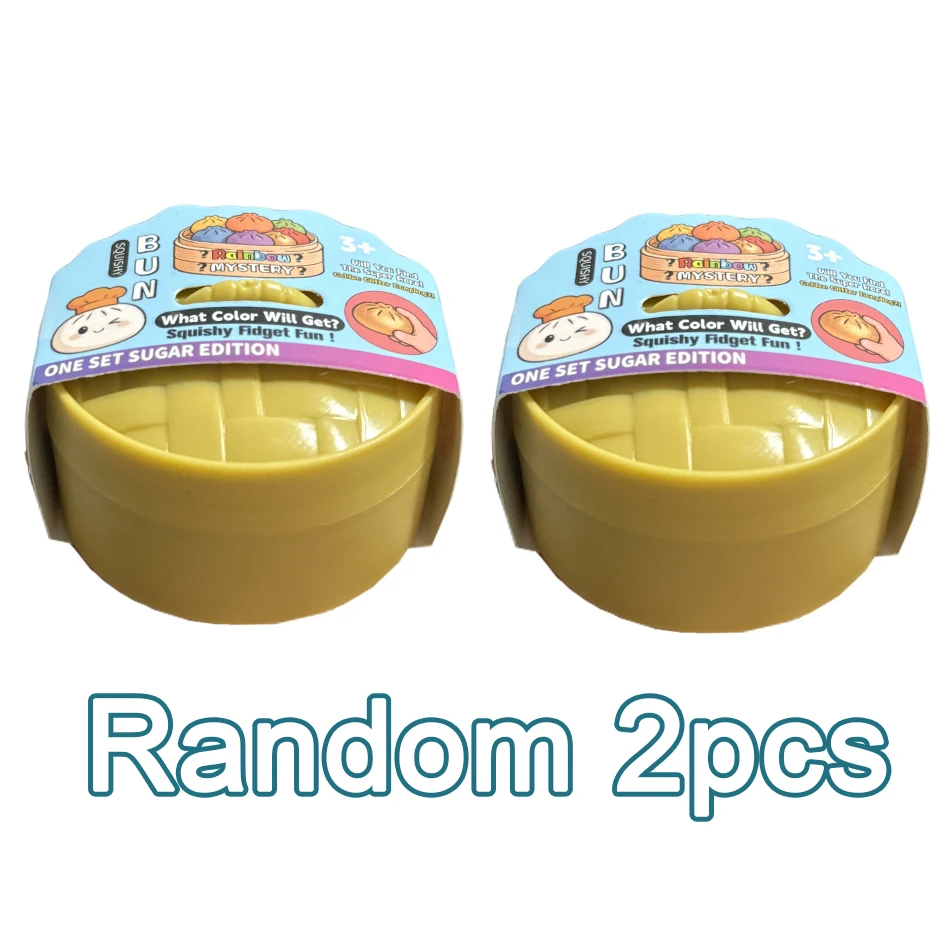Glitzer-Dumpling-Squishy mit Box: Sensorischer Dampf-Dumpling aus weichem TPR-Teig für Dekompression, Fidget-Spielzeug, Stressabbau-Geschenk