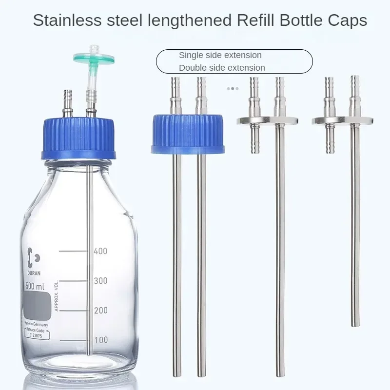 GL45 Refill Bottle Caps Single Side Extension Refill Cap Stainless Steel Feeding Bottle Accessories Reagent Bottle Cap