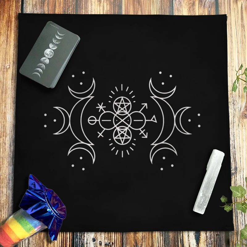 Triple Moon Velvet Tarots Tablecloth Spiritual Altar Cloth Pagan Witchcraft Crystal Pendulum Astrology Oracle Card Pad Drop Ship