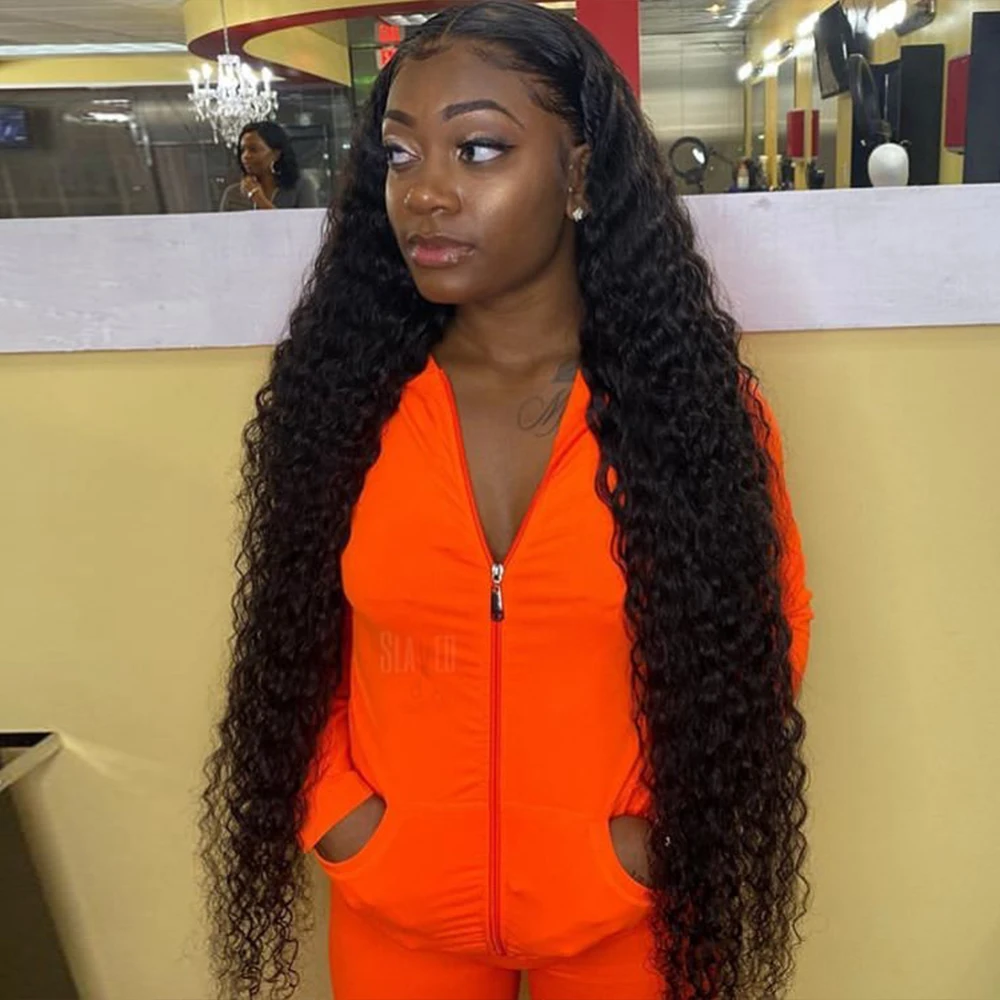 

Brazilian 30 40 Inch HD Transparent Water Wave Lace Frontal Wig 180 Density Deep Wave 13x4 Lace Front Curly Human Hair Wigs
