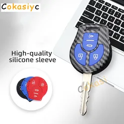 Carbon Fiber ABS Remote Car Key Case Silicone Full Cover For Nissan Juke March Qashqai Sunny Sylphy Tiida X-Trail