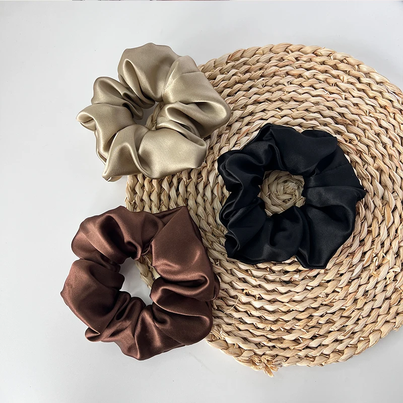 

Набор из 3 шелковых резинок для волос 5 см, 100% натуральный шелк тутового шелкопряда для защиты волос, шелковисто-гладкие, однотонные