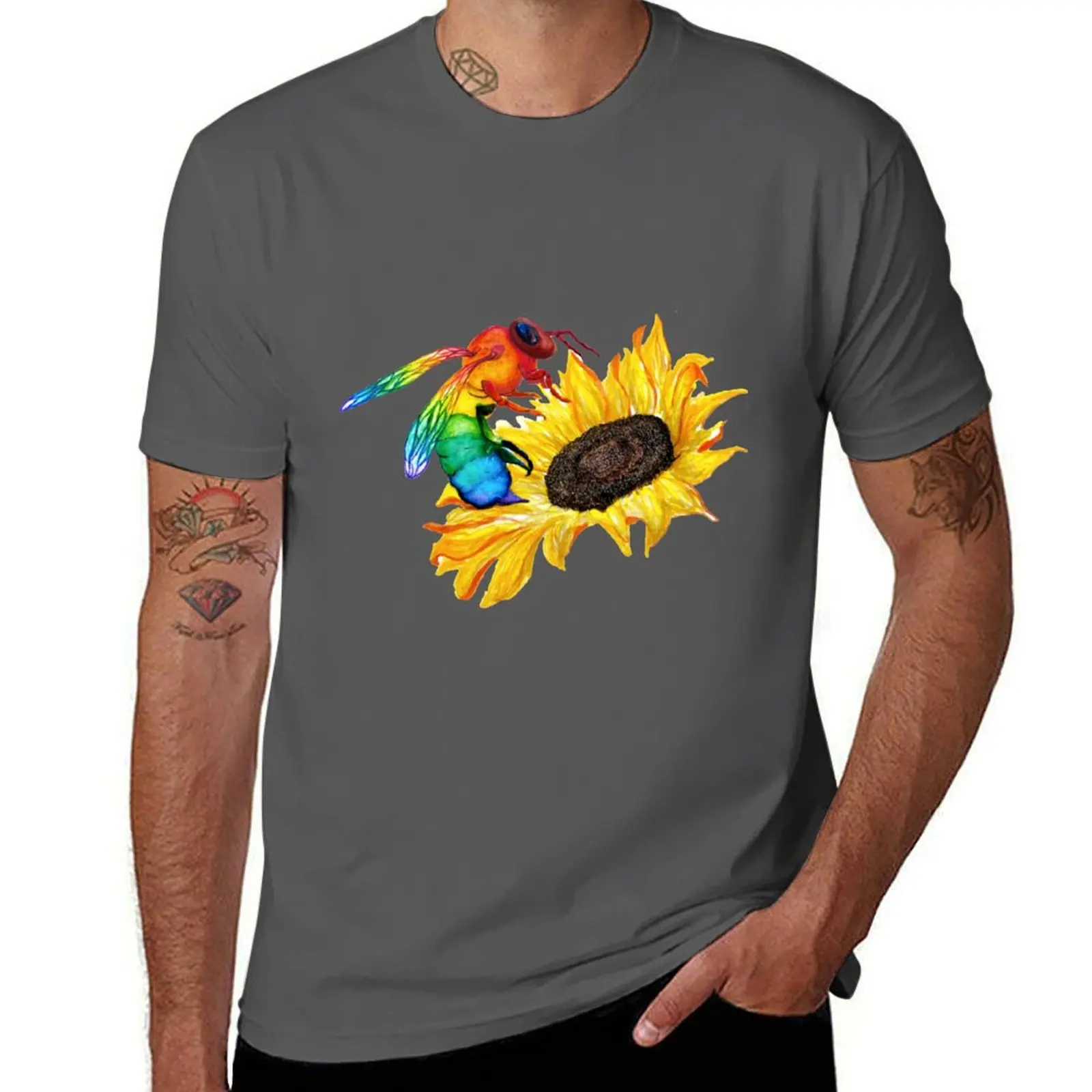 Rainbow honeybee logo only - Gender Inclusive Biology T-Shirt t shirts for man pack white cotton tshirt 100% T-Shirt