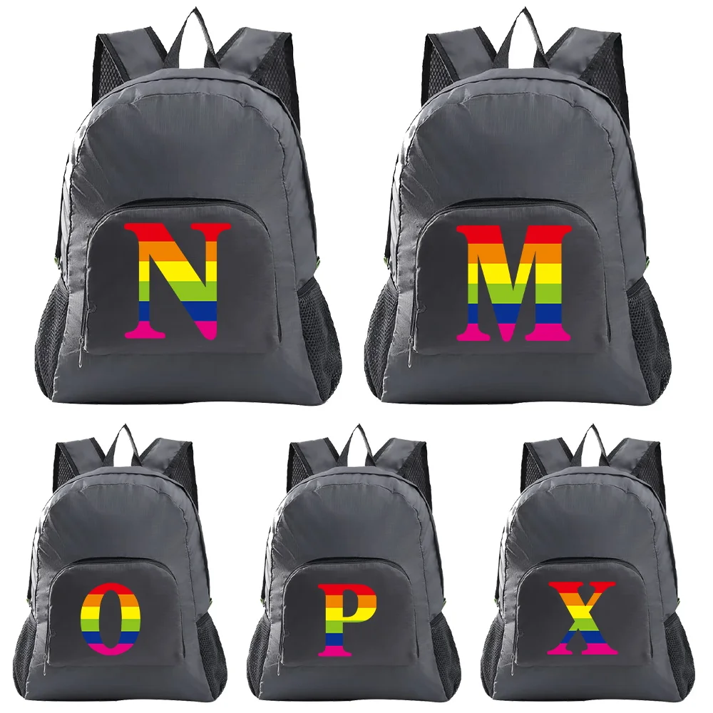 

Lightweight Folding Backpack Repellent Bag Sport Cycling Camping Climbing Hiking outdoor Travel School Bags Rainbow Letter Print