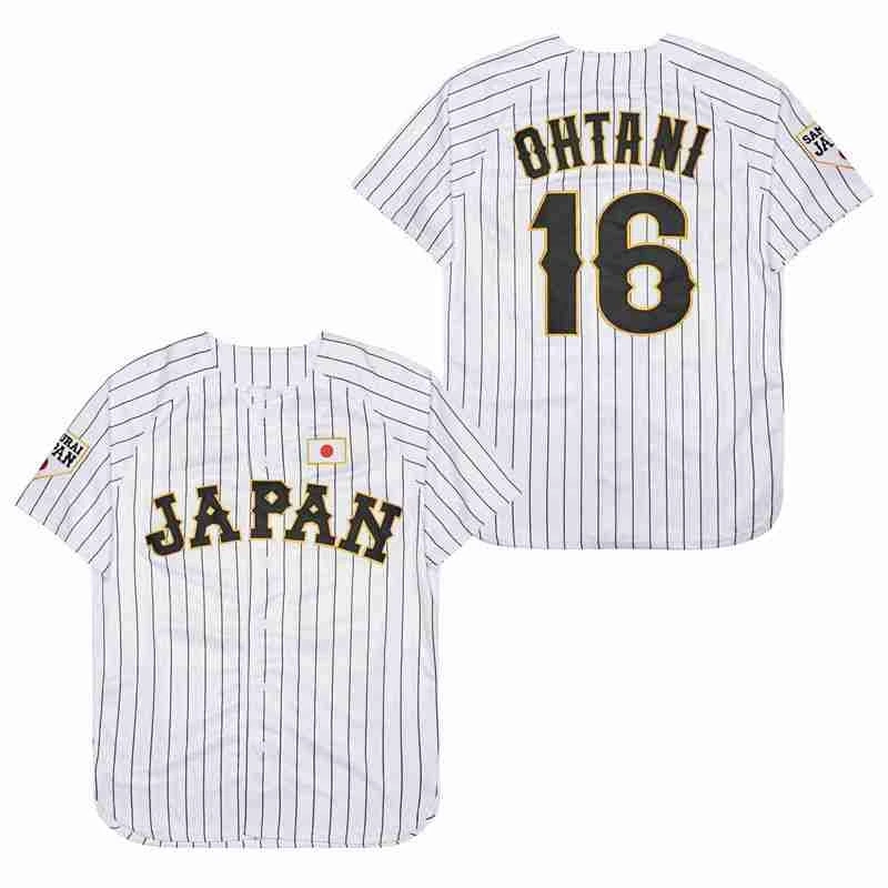 

Bg Baseball Jersey Japan 16 Ohtani Jerseys Sewing Embroidery Cheap Sports Outdoor High Quality White Black Stripe 2023 World New