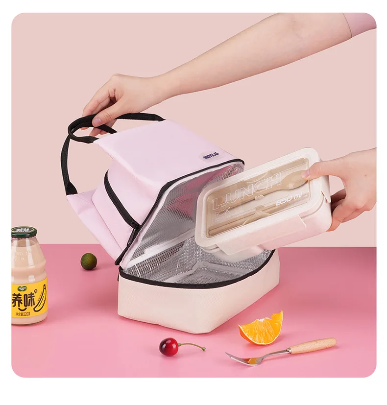 New Oxford Cloth Layered Lunch Bags Fashion Insulated Lunch Box Picnic Office Student Portable Lunch retain freshness Tote Bag