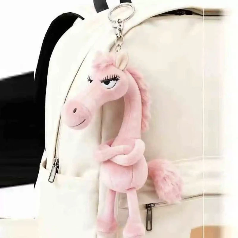 Black Horse Keychain Plush Toy Backpack Pendant Decoration Year of The Horse Plush Toy New Year's Gifts for Boys and Girls S