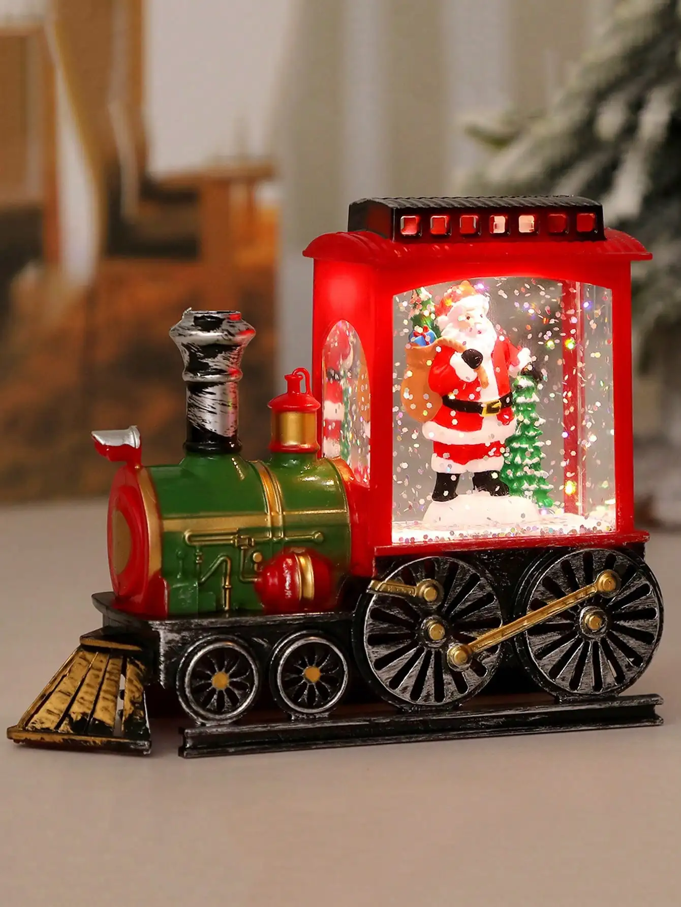 1PC Christmas Train Decorative Light - LED Candle Effect Tabletop Ornament For Xmas Home & Party Ambience