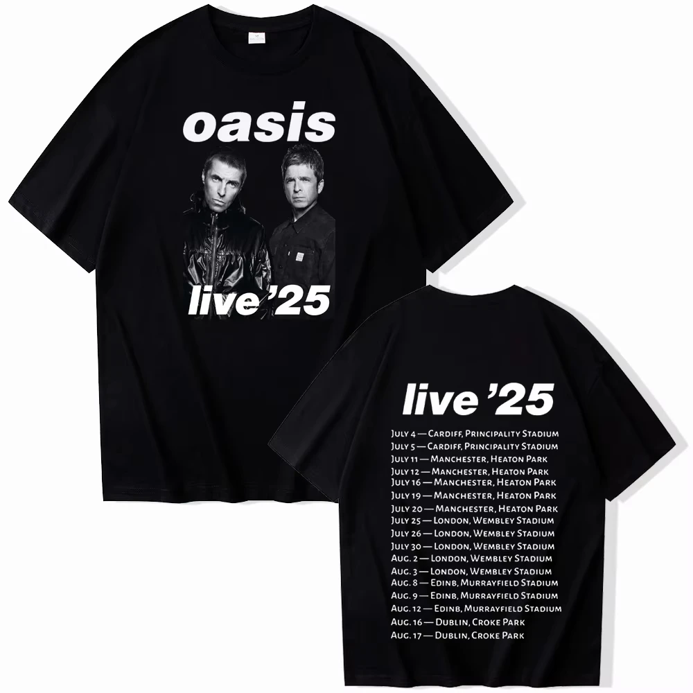 Brand Oasis Live 25 Tour Luxury T-Shirts Man Women Summer Casual O-Neck Cotton Oversized Short Sleeve Children Shirts Fans Gift