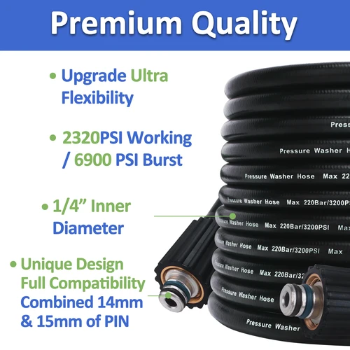 Imagen 2 del producto Manguera de lavadora de alta presión, manguera de lavado de coches, manguera de extensión de limpieza de agua, M22-Pin 14/15 para Karcher Elitech Interskol Huter