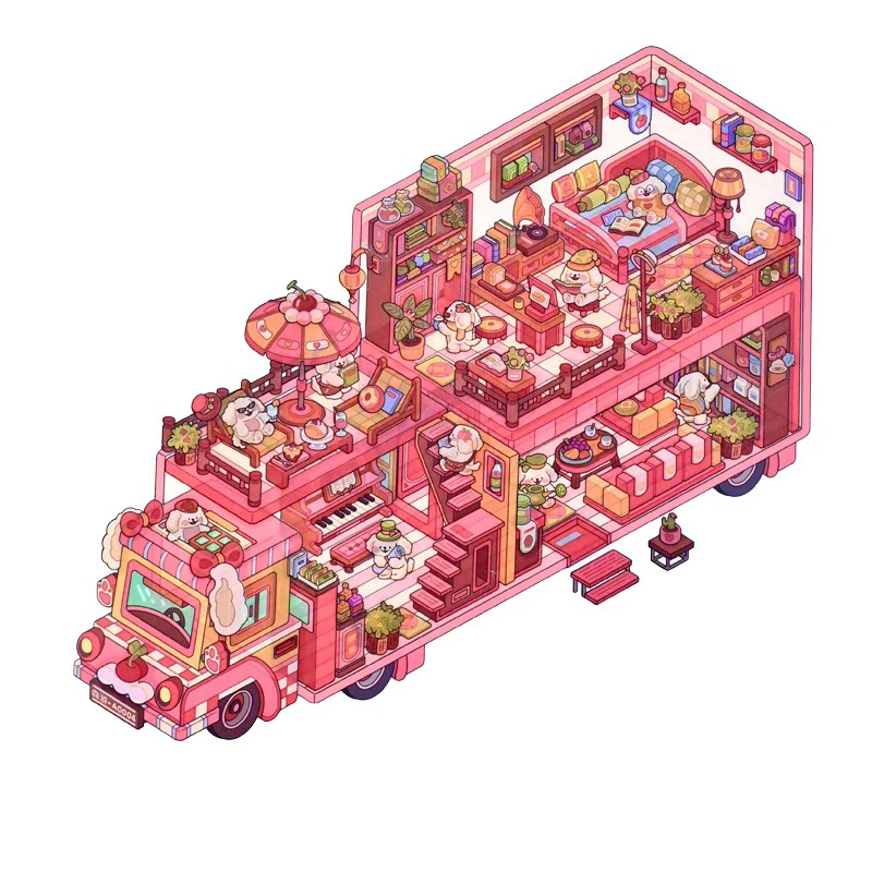 3D Mini Scene Sticker DIY Handmade PET RV Miniature Landscape Sticker Cartoon Landscaping Stickers Artistic Decorative Design