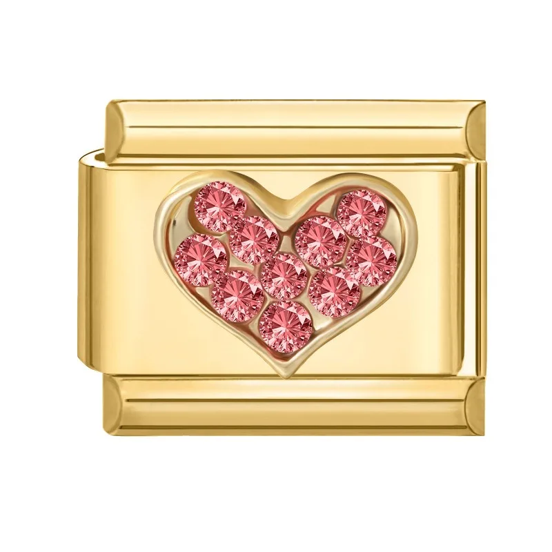 1 Stück, 304 Edelstahl, italienische Charm-Elemente, Herz- und Schleifenform, passend für 9 mm, zum Basteln von Armbändern und Schmuck, Großhandel, 10 mm x 9 mm. – Detail 10