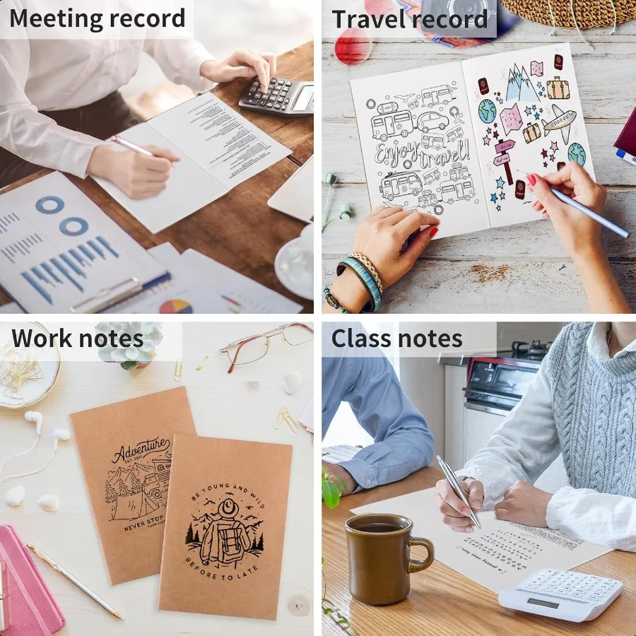 48 cuadernos Kraft en blanco, diarios a granel para 60 páginas, 80GSM, 8,3X5,5 pulgadas, juego de diarios de viaje para viajeros, estudiantes y oficinas