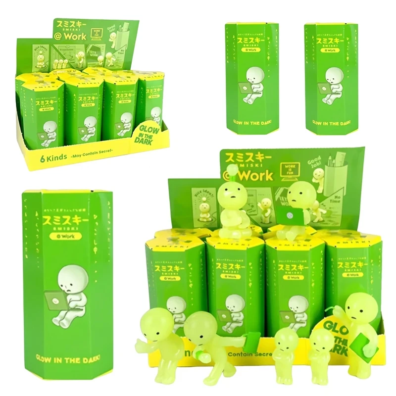 

Smiski Work Series Mystery Box светятся в темноте фигурки на рабочем месте глухая коробка офисные украшения кукла мини-фигурка коллекция подарок