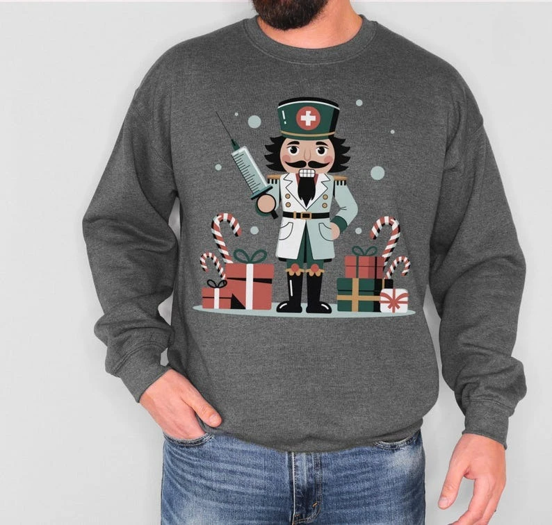 くるみ割り人形 看護師 クリスマス スウェットシャツ 血液採取士 医師 医療技術者 ホリデー 医療従事者 看護学生への医療ギフト
