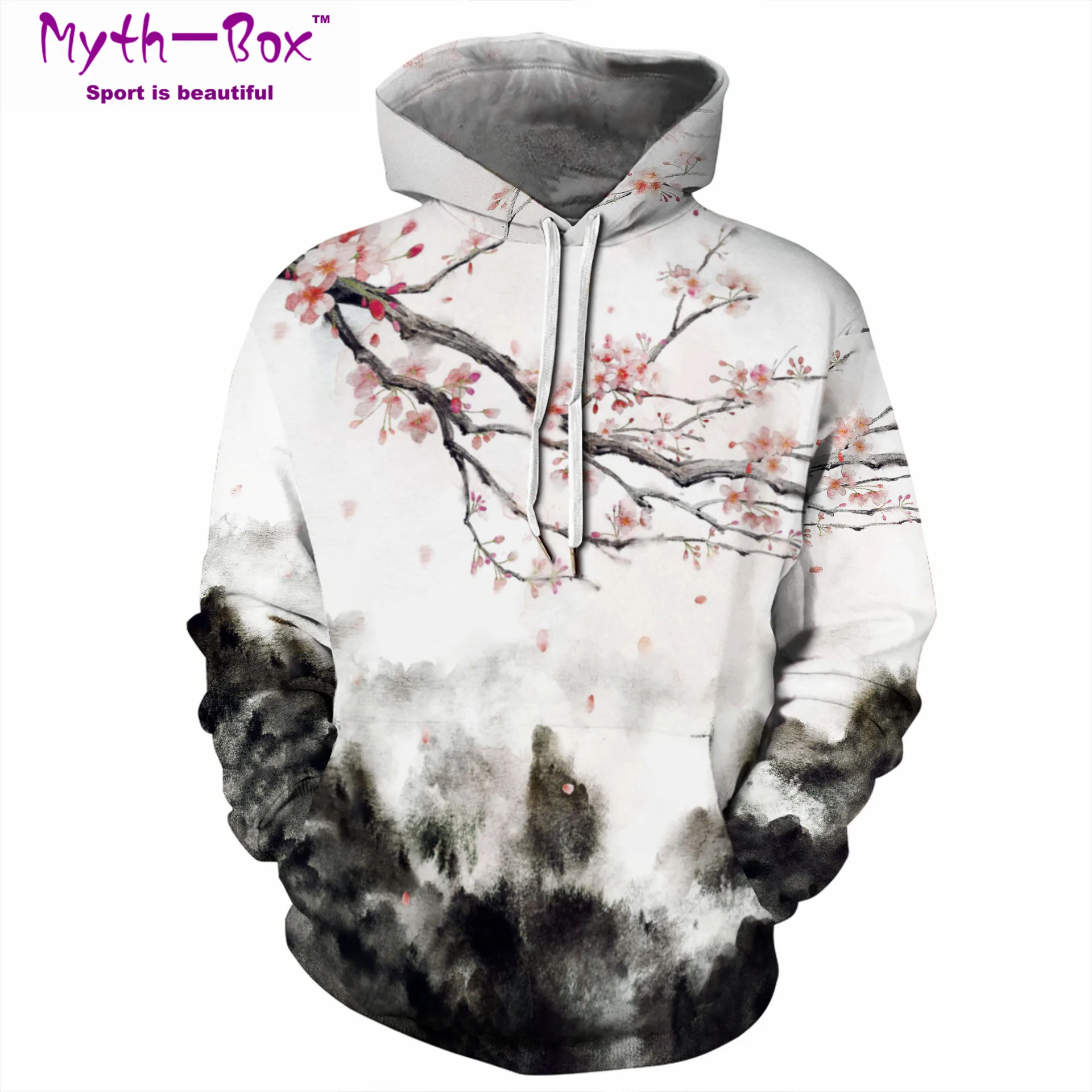 Women/Men Hoodie Sweatshirt Autumn Winter Sport Hoodies Women Flower Printed Running Sportwear Hooded Sweater Loose Gym Pullover