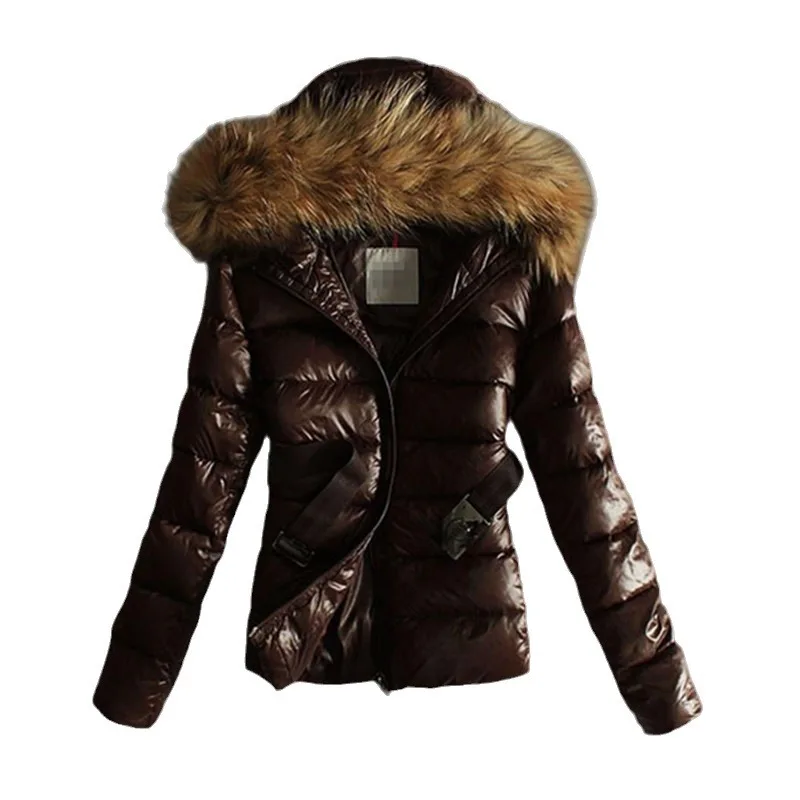 

Winter Imitation Raccoon Big Fur Collar Korean Solid Color Fashion Female Slim and Thin Down Cotton-padded Coat Short