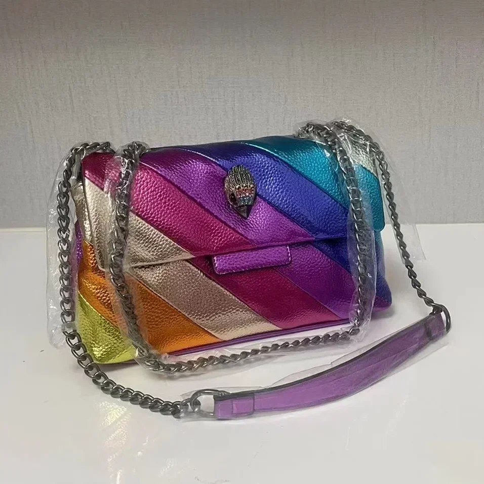 Rainbow Handbag Patchwork Crossbody Bag Shoulder Bag Women\'s Brand Designer Fashion Trend Luxury Handbag PU Shoulder Bag