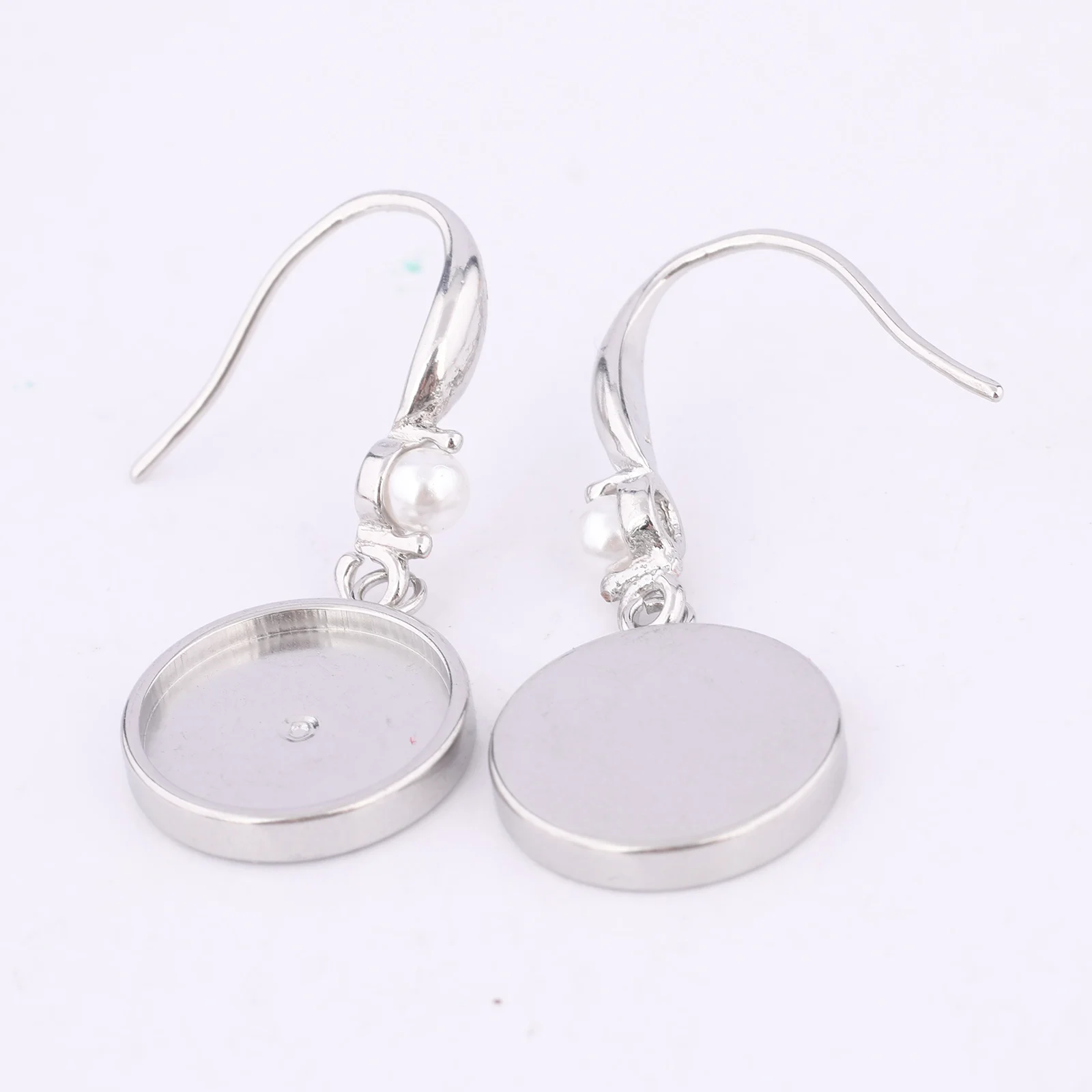 10pcs Stainless Steel Fit 12mm Cabochon Earring Base Setting Blanks Diy Pearl Earrings Hooks Findings For Jewelry Making image 3