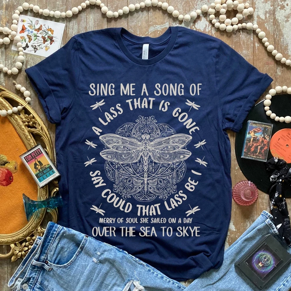 

Outlander T-shirt Sing Me A Song Dragonfly Celtic Design Outlander Shirt Fraser Ridge Sassenach Tees Book Series Inspired Tops
