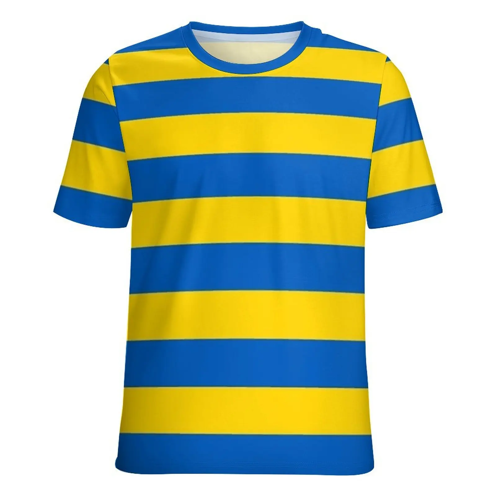 Blaues und gelbes T-Shirt mit ukrainischem Streifenmuster – trendige T-Shirts für Herren, lustiges T-Shirt, Sommer-T-Shirt mit kurzen Ärmeln, grafisches Design, große Größen. – Detail 8
