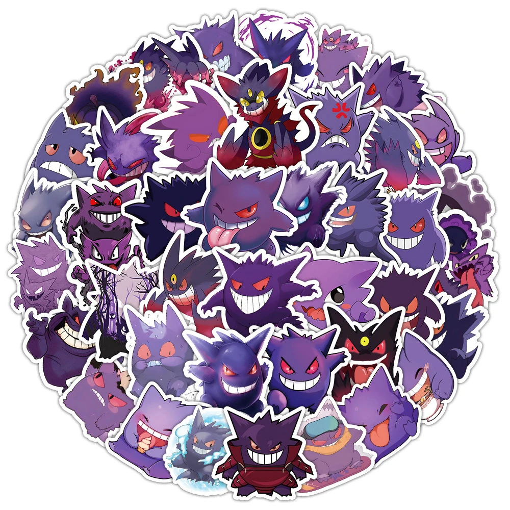 10/30/50PCS Funny Pokemon Gengar Stickers Anime DIY Skateboard Laptop Waterproof Kids Decals Cute Cartoon Graffiti Sticker Packs