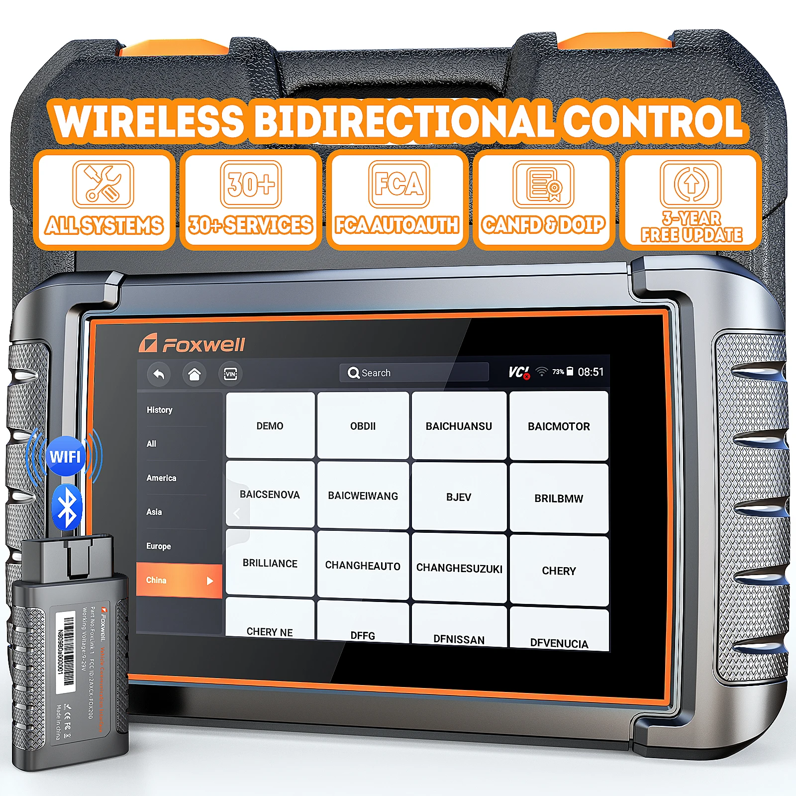 FOXWELL NT809BT Car Diagnostic Tool All System A/F Reset Bi-Directional Test 30+ Resets Bluetooth OBD2 Scanner CANFD Code Reader accurate manufacturer price urine test strip reader w 200b semi automatic urine analyzer