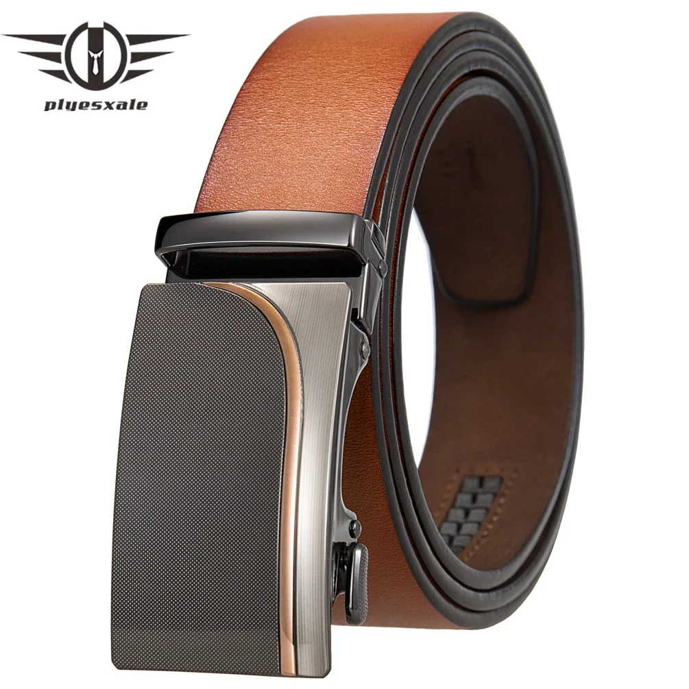 

Plyesxale Fashion Man Belt Business Design Genuine Leather High Quality Casual Brand Jeans Black Red Brown Belts For Men B970