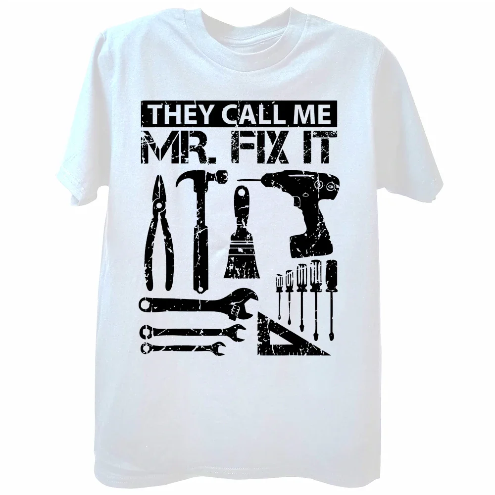 Pure Cotton Original T Shirt Men Clothes Husband Gift They Call Me Mr Fix It Funny Handyman Dad Repairman Father O Neck TShirt