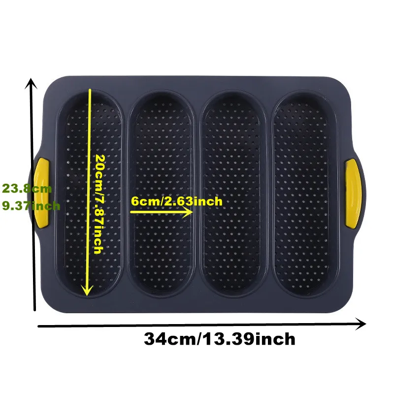 Hamburger Bun Mold Non-Stick Food Grade Silicone Bread Loaf Pan Baguette Pan French Bread Baking Forms Burger Buns Sandwich Tray