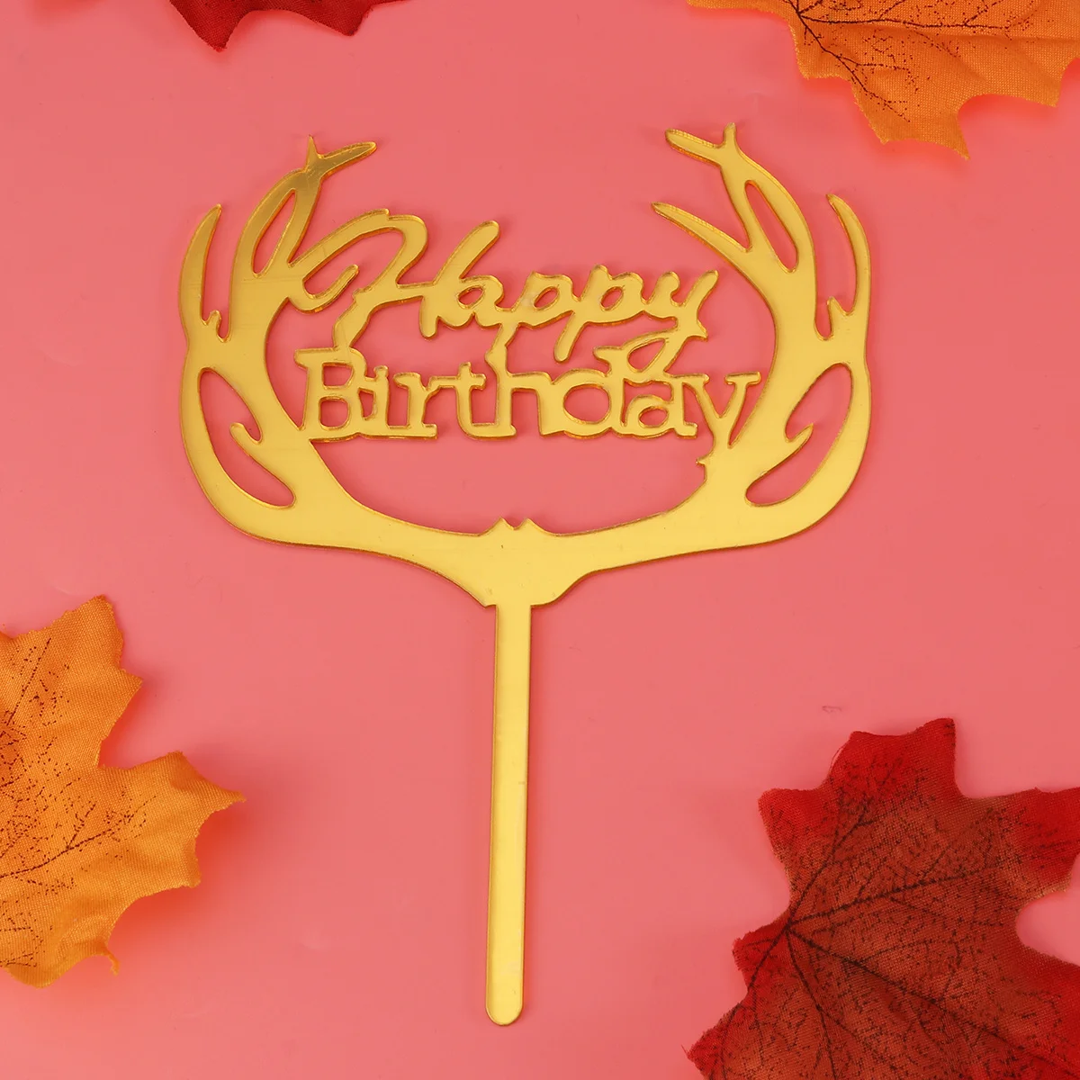

6Pcs Happy Birthday Cake Toppers Acrylic Gold Cake Picks Elegant Decoration for Cakes Meat Festival Events