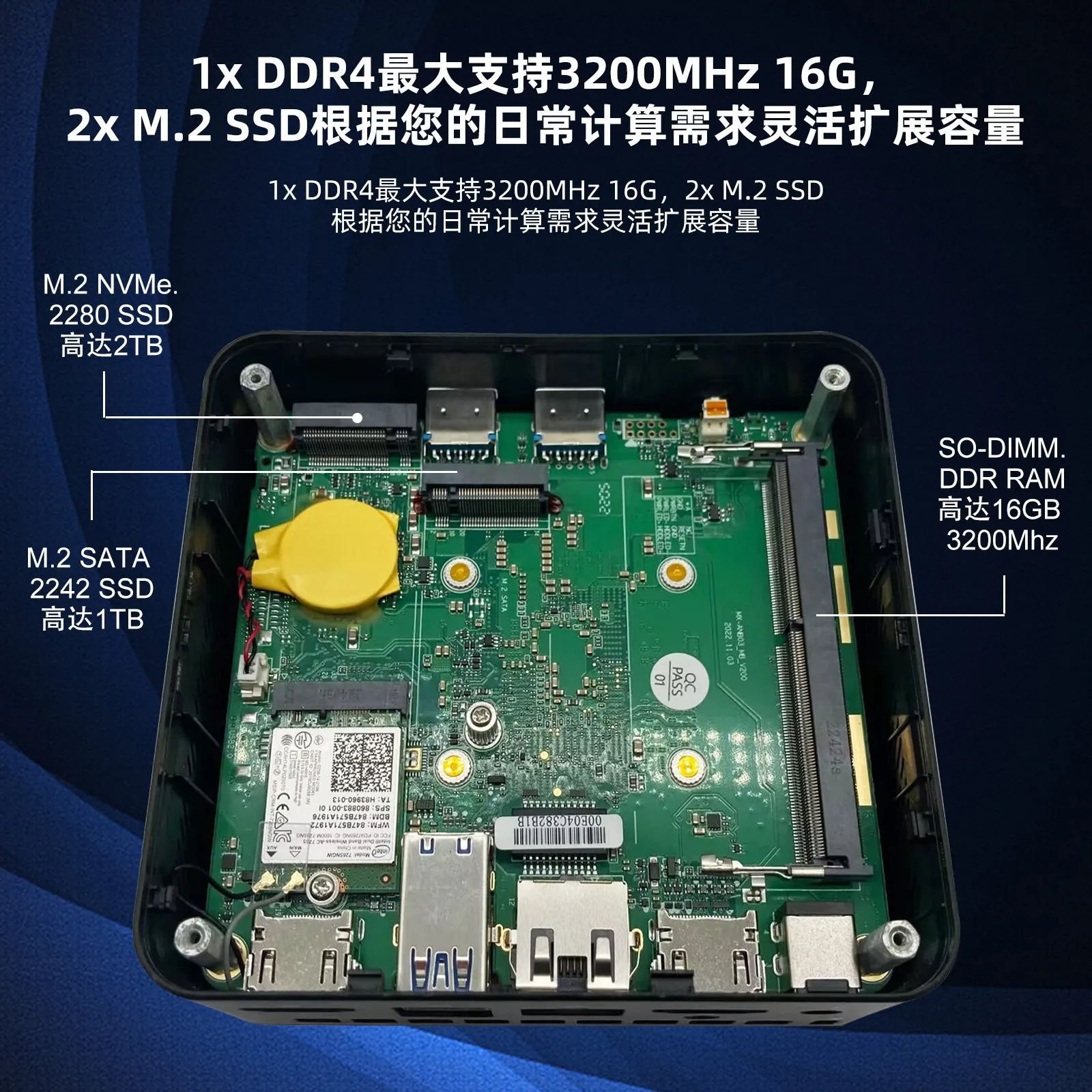 AlderLake-N150 Mini Host win11 Office Home PC Saída dupla HDMI Dual Solid