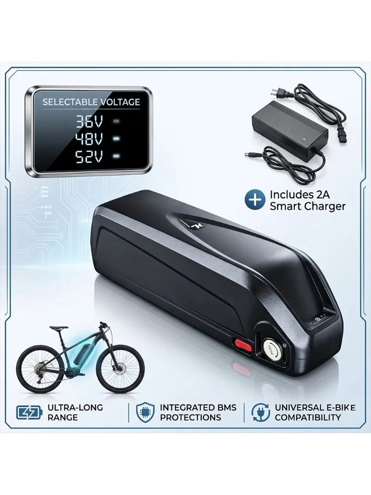 AliExpress EXALZ Hailong E-Bike Battery 36V 48V 52V 18650 Rechargeable Lithium Pack for Bafang BBS02 BBSHD Motor High Power BMS + Charger