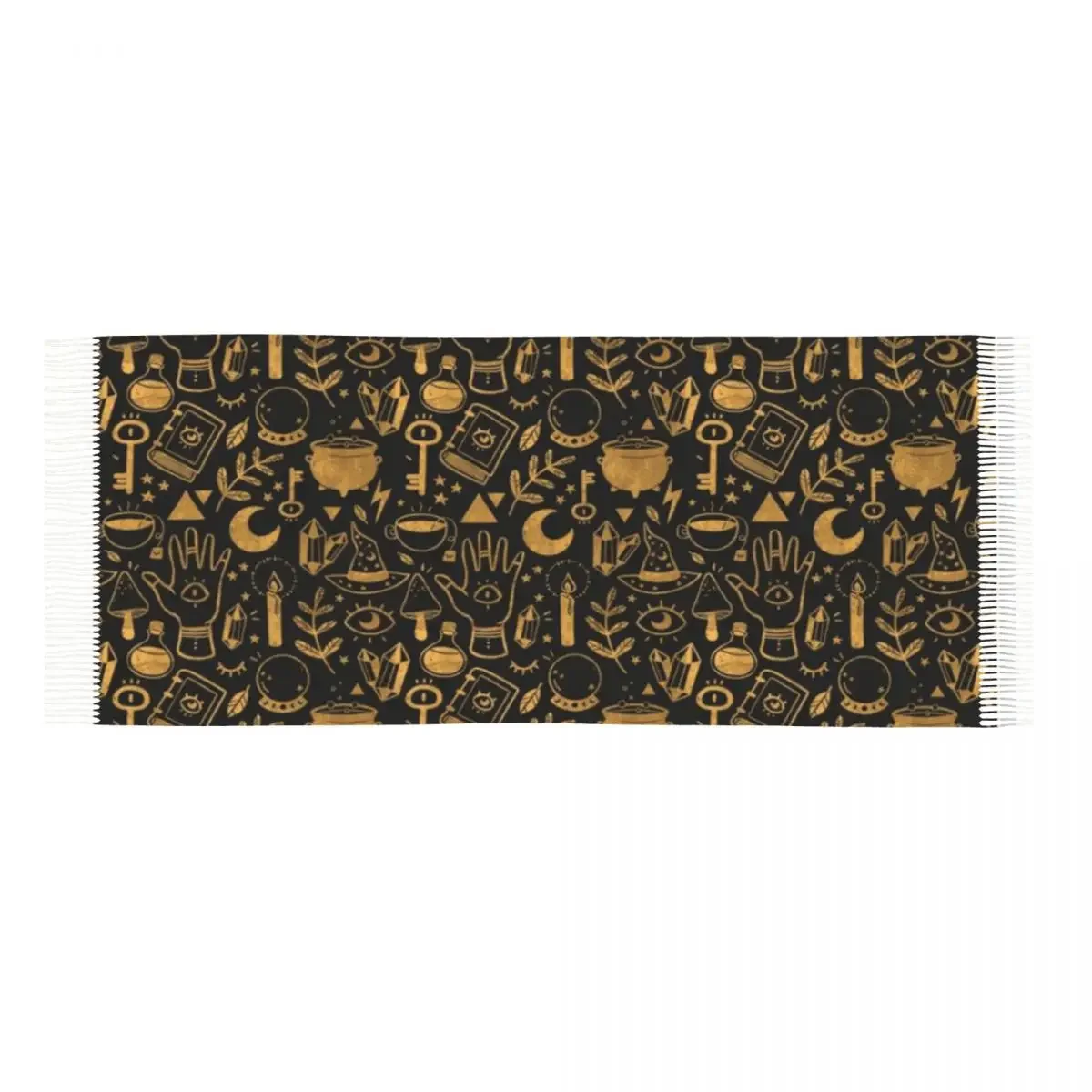 Witchy Things Textured Gold Shawl A Tassel Scarf